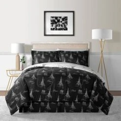 Paris Sketch Bed In A Bag Comforter Set White/Gold - Lanwood Home -Bedding Promotion GUEST 7f1f40ca 678b 4294 a763 50dd3131b93d