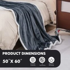 Tangkula 50" X 60" Heated Electric Reversible Fleece Blanket Blanket Throw W/ 10 Heat Levels, 9 Hours Auto Shut-Off, Overheat Protection Gray -Bedding Promotion GUEST 81f0c982 2b62 41dd 95ea 7c73e3483286