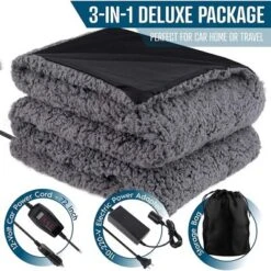 Zone Tech Faux Shearling Fleece Travel Blanket ,Grey Soft Plush Warm Comfortable Car Seat 59"x43” Blanket, Great For Winter, Home, Office And Camping -Bedding Promotion GUEST 89382f8e 45df 425b b628 7767fbf0466d