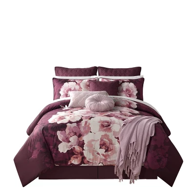 14pc King Liana Comforter Set Plum Purple - Lanwood Home 4 14pc King Liana Comforter Set Plum Purple - Lanwood Home - Image 2