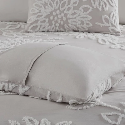 Danica Tufted Cotton Chenille Floral Duvet Cover Set - Madison Park 9 Danica Tufted Cotton Chenille Floral Duvet Cover Set - Madison Park - Image 7