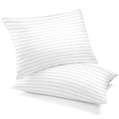 Lux Decor Collection Cotton Bed Pillows Set Of 2 Grey Stripes, White -Bedding Promotion GUEST 90dc5e53 9d03 4ccd a5f6 2fca1783bf9e
