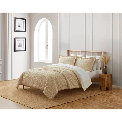 Blue Loom 3pc Puckered Striped Jacquard Comforter Bedding Set 3 Blue Loom 3pc Puckered Striped Jacquard Comforter Bedding Set