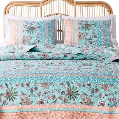 Audrey Quilted Reverible Premium Pillow Sham Turquoise By Barefoot Bungalow 4 Audrey Quilted Reverible Premium Pillow Sham Turquoise By Barefoot Bungalow - Image 2