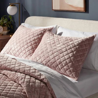 Luxe Diamond Stitch Velvet Quilt Sham - Threshold™ 3 Luxe Diamond Stitch Velvet Quilt Sham - Threshold™