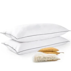 Cheer Collection Set Of 2 Organic Kapok Bed Pillows And Sham Inserts With Plush Microfiber Shell -Bedding Promotion GUEST 99aa8e83 2985 4bf5 8d5f c6c5fc587f63