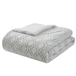 Pawz By Bearpaw 3pc King Elise Trellis Faux Fur Shearling Comforter Set Gray -Bedding Promotion GUEST 9a202fe3 9908 48d4 997b d377783de4aa