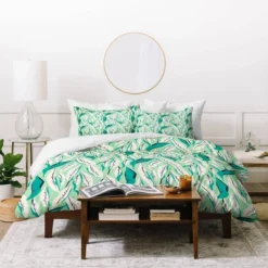 Twin/Twin XL Floral Holli Zollinger JUNGLE PALM TROPICA Duvet Cover Set Green - Deny Designs -Bedding Promotion GUEST 9c08d5b9 8d13 4c1e 8184 d4c531bdca14