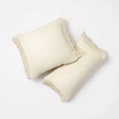 Textural Woven Throw Pillow With Trims Cream - Threshold™ Designed With Studio McGee -Bedding Promotion GUEST 9db776be 140d 4fc5 a209 3e00430801c7