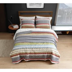 Gray Stripe Salmon Ladder Quilt Set - Eddie Bauer® 9 Gray Stripe Salmon Ladder Quilt Set - Eddie Bauer® -Bedding Promotion GUEST 9dc06191 25a5 4a76 97a4 937543041440