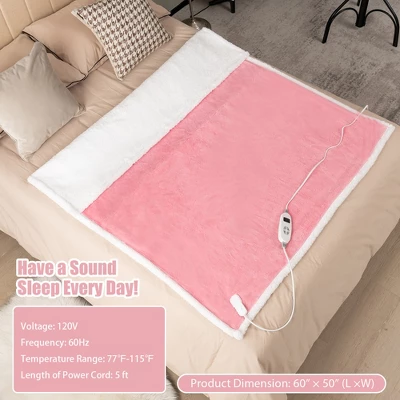 Tangkula Heated Blanket 60" X 50" Electric Blanket Throw, Warming Blanket With 10 Heating Levels, 9H Timer Auto Shut Off, Overheat Protection Pink 5 Tangkula Heated Blanket 60" X 50" Electric Blanket Throw, Warming Blanket With 10 Heating Levels, 9H Timer Auto Shut Off, Overheat Protection Pink - Image 3