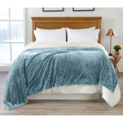 Great Bay Home Velvet Plush Fleece Reversible Warm And Cozy Bed Blanket