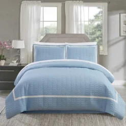Faige 3 Piece Duvet Cover Set Hotel Collection Two Tone Banded Blue By Chic Home -Bedding Promotion GUEST a491d99f 320b 4612 bbdf a80816585cf5
