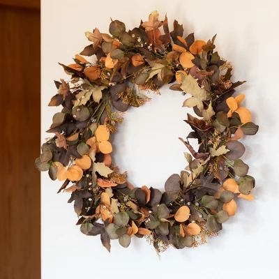 Sullivans Eucalyptus Artificial Wreath 26"H Brown 3 Sullivans Eucalyptus Artificial Wreath 26"H Brown