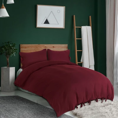 3 Pcs 110gsm Brushed Microfiber Solid Color Bohemian Theme Washable Duvet Cover Bedding Sets - PiccoCasa 4 3 Pcs 110gsm Brushed Microfiber Solid Color Bohemian Theme Washable Duvet Cover Bedding Sets - PiccoCasa - Image 2