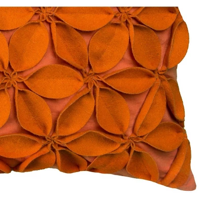 18"x18" Leaves Square Throw Pillow Orange - Rizzy Home 4 18"x18" Leaves Square Throw Pillow Orange - Rizzy Home - Image 2