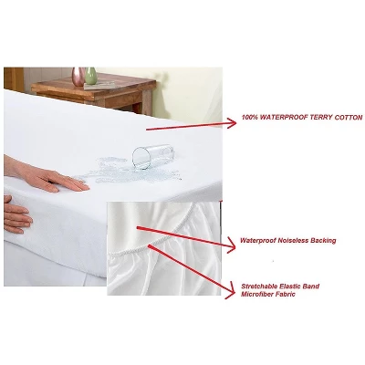 Elegant Comfort Hypoallergenic %100 Water-Proof Terry Cotton Mattress Protector Fitted Sheet Style 6 Elegant Comfort Hypoallergenic %100 Water-Proof Terry Cotton Mattress Protector Fitted Sheet Style - Image 4