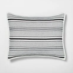 Textured Stripe Pillow Sham Dark Gray/Cream - Hearth & Hand With Magnolia -Bedding Promotion GUEST b0608181 3b6d 4688 8af4 76eb9e213a88