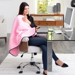 Heated Blanket 2-Pack - USB-Powered Fleece Throw Blankets For Travel, Home, Office, Or Camping - Winter Car Accessories By Stalwart (Pink) -Bedding Promotion GUEST b199456b e669 4f96 9643 266c87d70811