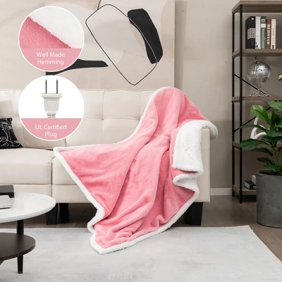 Tangkula Heated Blanket 60" X 50" Electric Blanket Throw, Warming Blanket With 10 Heating Levels, 9H Timer Auto Shut Off, Overheat Protection Pink 4 Tangkula Heated Blanket 60" X 50" Electric Blanket Throw, Warming Blanket With 10 Heating Levels, 9H Timer Auto Shut Off, Overheat Protection Pink - Image 2
