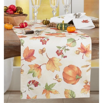 Saro Lifestyle Fall Pumpkin Design Dining Table Runner 4 Saro Lifestyle Fall Pumpkin Design Dining Table Runner - Image 2