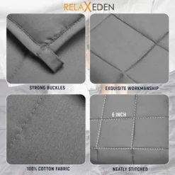 RELAX EDEN Adult Breathable Cotton Weighted Blanket With Removable Grey Duvet Cover, 60 X 80 Inch, 20 Pounds, Made W/Polyester And Glass Beads, Grey 8 RELAX EDEN Adult Breathable Cotton Weighted Blanket With Removable Grey Duvet Cover, 60 X 80 Inch, 20 Pounds, Made W/Polyester And Glass Beads, Grey -Bedding Promotion GUEST b9f4560e 283d 482a aa8b 865090d7b491