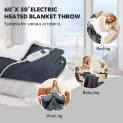 Tangkula 50" X 60" Heated Electric Reversible Fleece Blanket Blanket Throw W/ 10 Heat Levels, 9 Hours Auto Shut-Off, Overheat Protection Gray -Bedding Promotion GUEST bba9b90e d696 4c1e 93cf fcca11db97cd