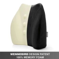 WENNEBIRD Model Q Lumbar Memory Foam Support Pillow To Improve Posture With Raised Side Butterfly Design, Dual Fabric, And Removable Cover, Black -Bedding Promotion GUEST c2e1e2bc 02c7 4b66 a46d 8752ae0577fa