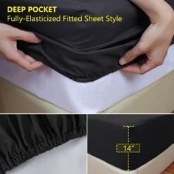 PiccoCasa Waterproof Fitted Sheet Elastic Band 14' Deep Mattress Protector Cover 1 Pc -Bedding Promotion GUEST d265be6f 08b3 4139 9299 3e02b3a8d7ad