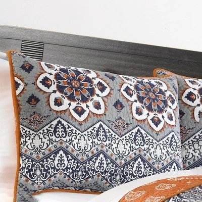 Medina Reversible Cotton Sham Standard 20"" X 26"" Saffron By Greenland Home Fashion 3 Medina Reversible Cotton Sham Standard 20"" X 26"" Saffron By Greenland Home Fashion