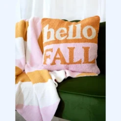 Shiraleah "Hello Fall" Pink And Orange Decorative Pillow