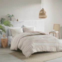 Lennon Organic Cotton Jacquard Duvet Cover Set