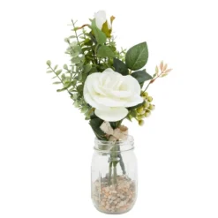 Farmlyn Creek Artificial White Silk Roses With Eucalyptus Leaves For Bouquets & Centerpieces (14 In) -Bedding Promotion GUEST d7dca171 e107 4e48 baab dec751ad4730