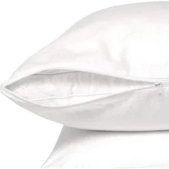 Circles Home 100% Cotton Breathable Pillow Protector With Zipper – (2 Pack)
