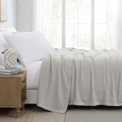 Southshore Fine Living Ashmore Collection 100% Cotton Bed Blanket Basketweave Luxury Blankets