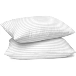 Lux Decor Collection Cotton Bed Pillows Set Of 2 Grey Stripes, White -Bedding Promotion GUEST e66e12ac 50e4 4043 8160 a8c6e85e91af