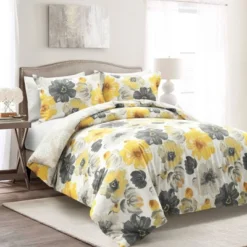 3pc Leah Cotton Duvet Cover Set Yellow/Gray - Lush Décor -Bedding Promotion GUEST e82ff954 0506 42b9 91e5 a5a0ea30bc80
