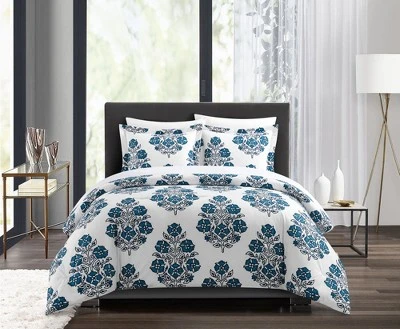 Chic Home Yazmin Duvet Cover Set Large Scale Floral Medallion Print Design Bedding Blue 6 Chic Home Yazmin Duvet Cover Set Large Scale Floral Medallion Print Design Bedding Blue - Image 4