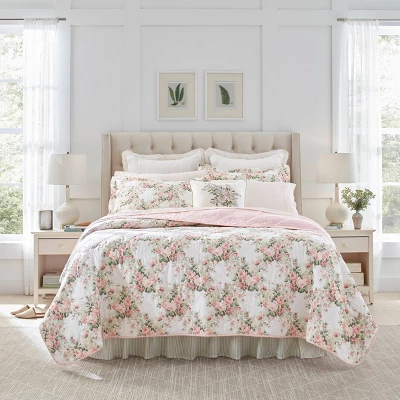 Joyce Cotton Quilt & Sham Set Pink - Laura Ashley 9 Joyce Cotton Quilt & Sham Set Pink - Laura Ashley - Image 7