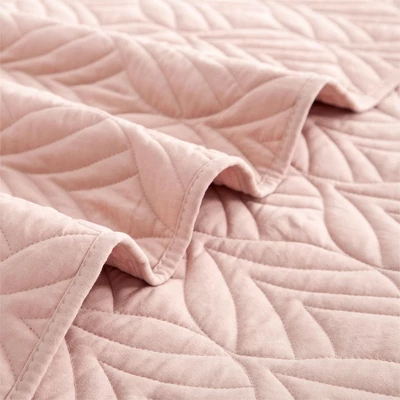 Peace Nest Pink Leaf Pattern Quilted Microfiber Coverlet Set 6 Peace Nest Pink Leaf Pattern Quilted Microfiber Coverlet Set - Image 4