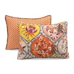 Lush Décor 3pc Bohemian Flower Reversible Oversized Cotton Quilt Set Orange/Lilac -Bedding Promotion GUEST f7bcb33c 096b 4f81 9f32 4a21341ac712