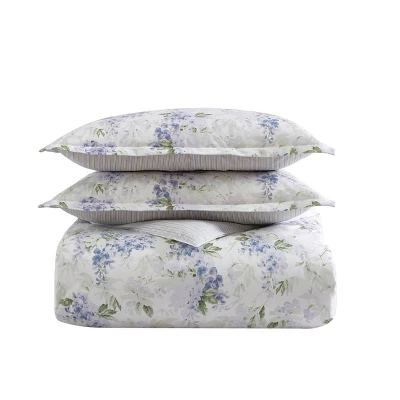 Laura Ashley 2pc Wisteria Twin Microfleece Duvet Cover Set Gray 6 Laura Ashley 2pc Wisteria Twin Microfleece Duvet Cover Set Gray - Image 4